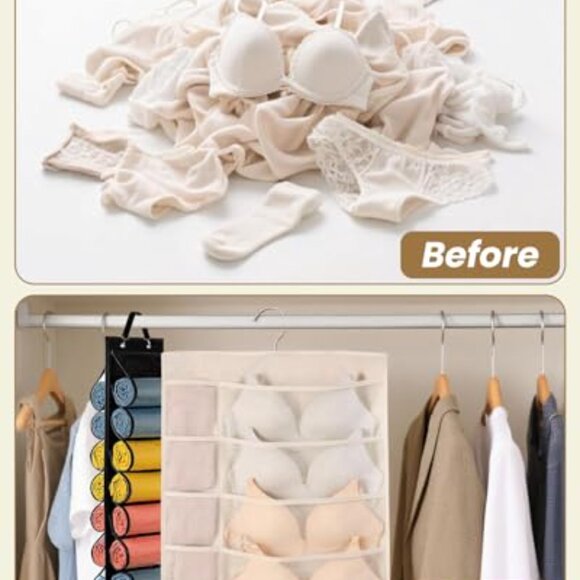 Hanging Closet Organizer 62 Mesh Pockets for Bras Leggings Storage main image 5